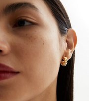 New Look Gold Textured Mini Hoop Earrings